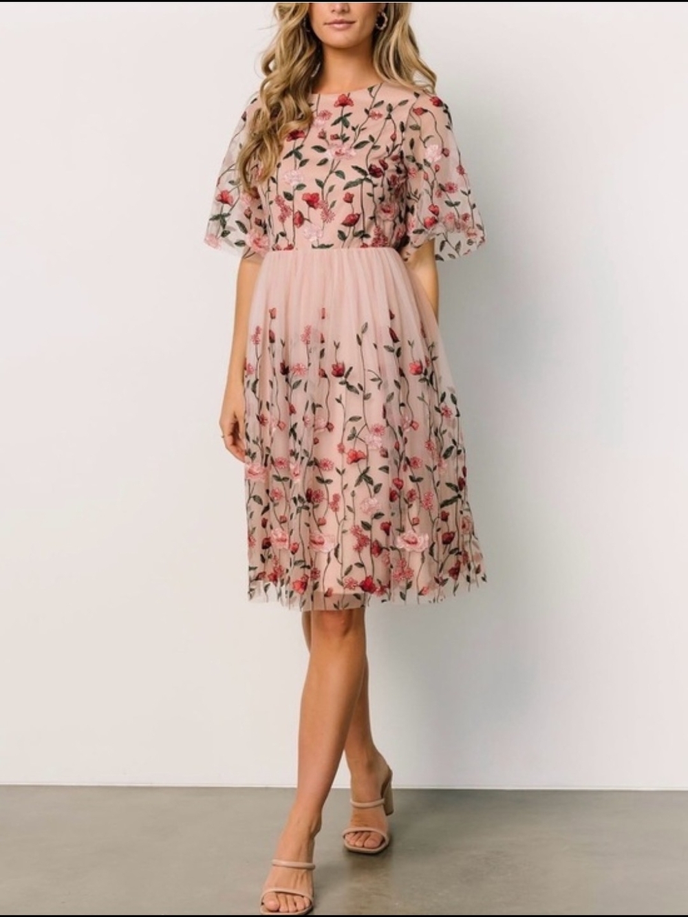 Baltic Born Blush Pink Floral Embroidered Dress Dutchess Rose Tulle - Picture 1 of 5
